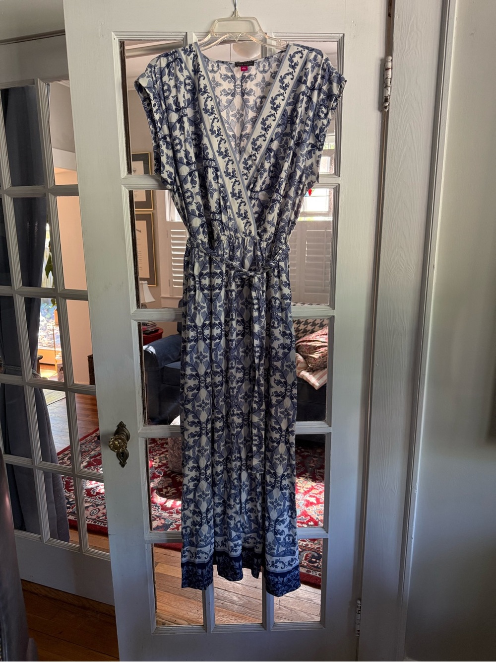 Vince Camuto Blue and White Floral Maxi Dress